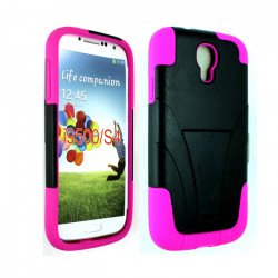 Galaxy S4 Tri Stand Hybrid Case with Stand (Pink - Black)
